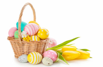 Easter eggs in basket