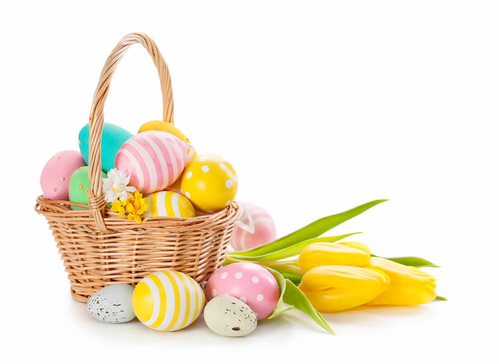 Easter eggs in basket