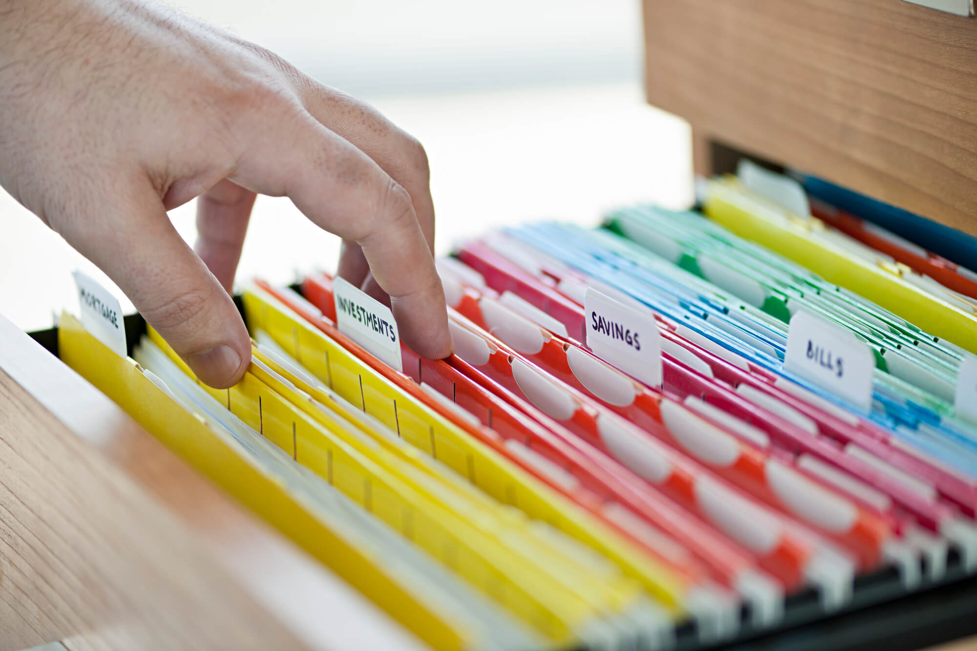 file folders in a drawer