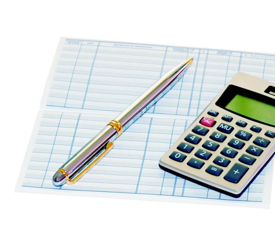 checkbook register with calculator