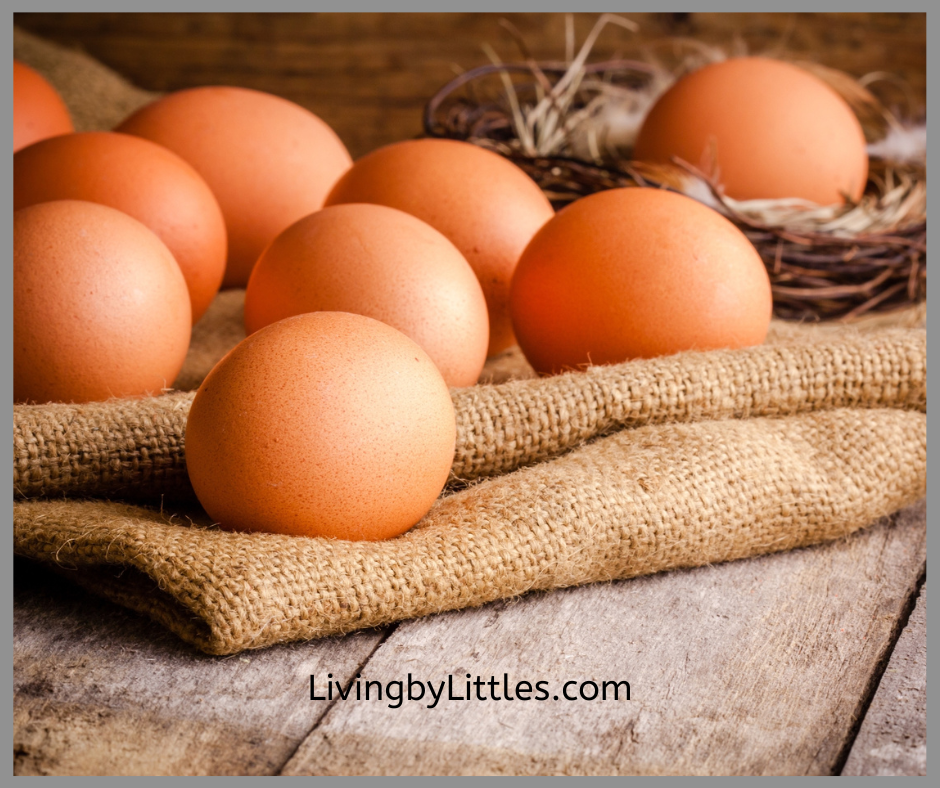 farm fresh eggs on a piece of brown fabric