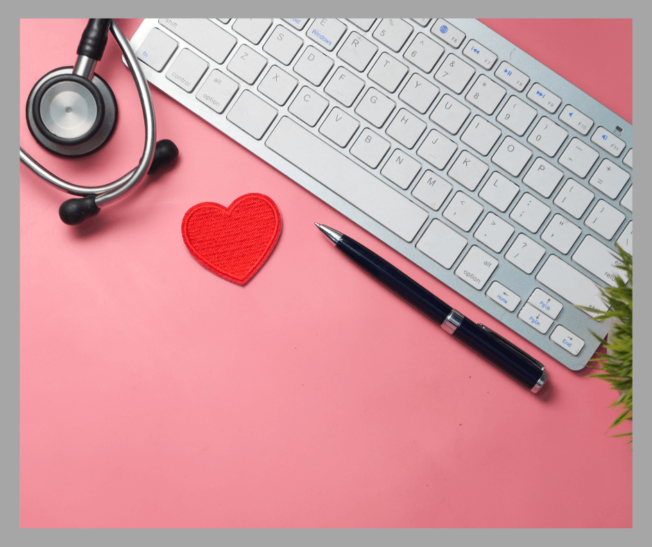 Stethoscope and keyboard