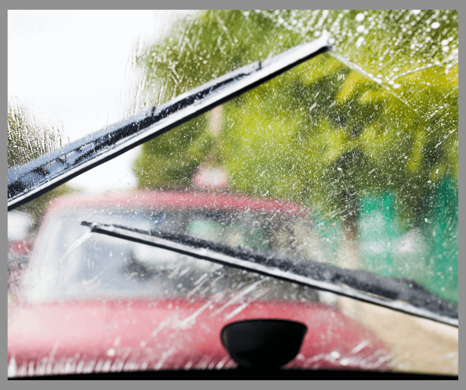 Looking through a windshield in the rain