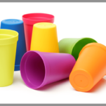 Multiple colored plastic cups