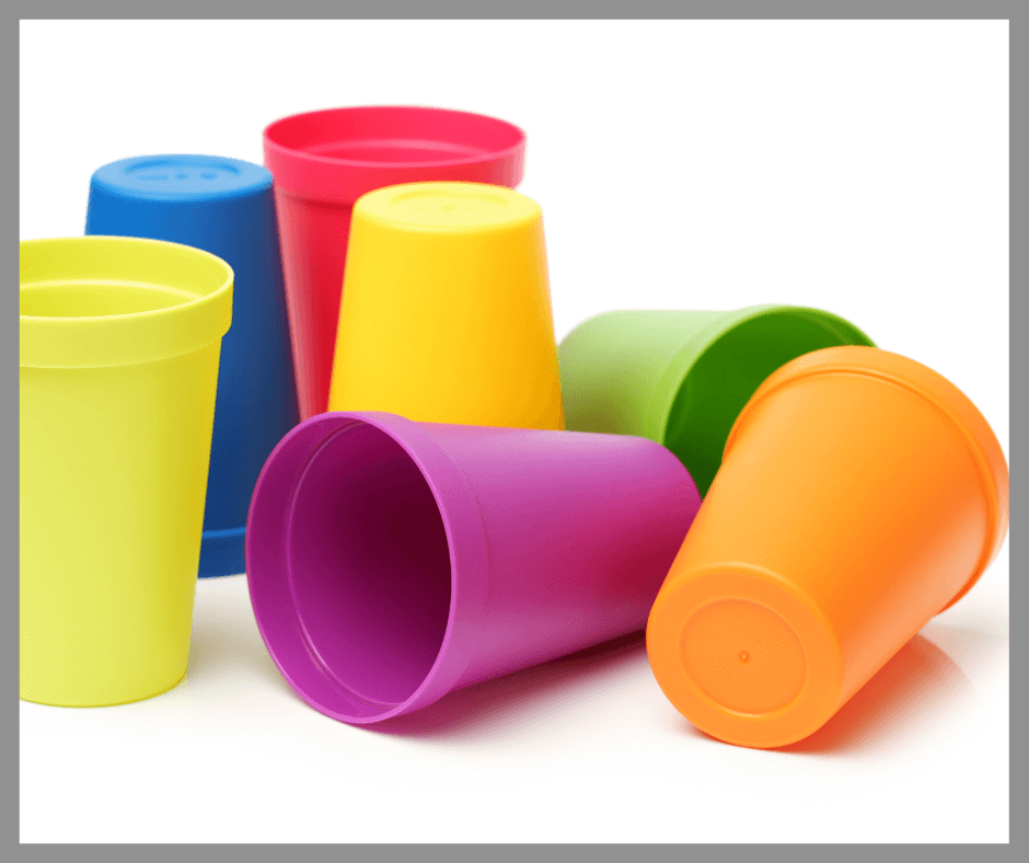 Multiple colored plastic cups