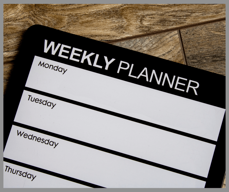 A weekly planning board