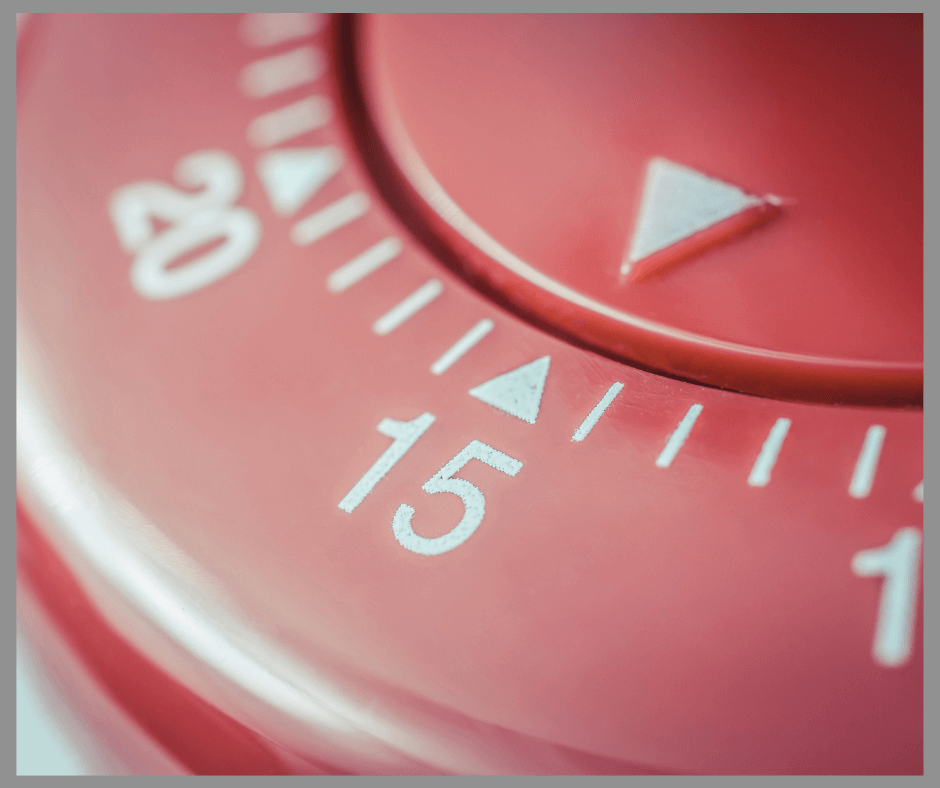Timer set to 15 minutes