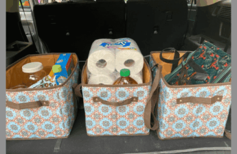 Collapsible Shopping boxes in the back of a vehicle