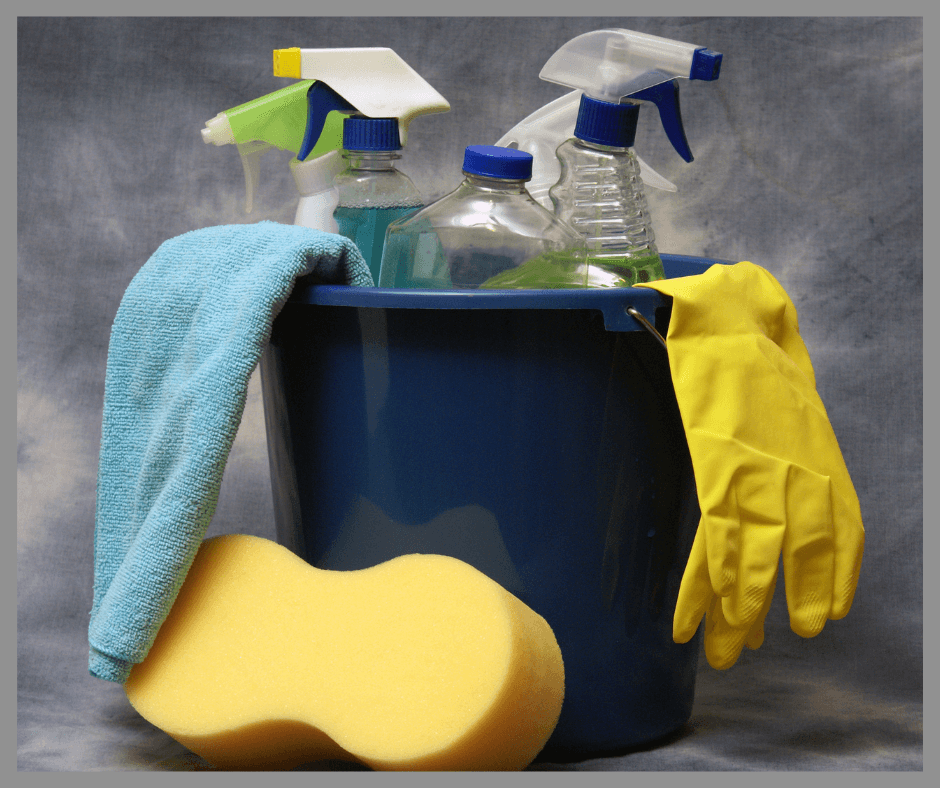 Cleaning Supplies in a bucket