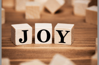 Joy spelled out on blocks