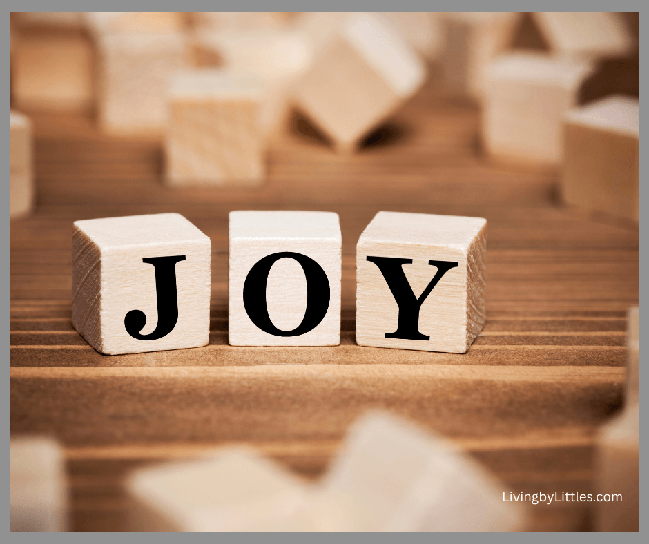 Joy spelled out on blocks