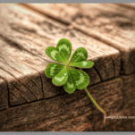 Four-Leaf Clover laying on a wooden bridge