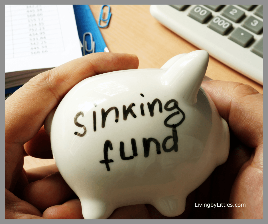 White Piggy Bank with Sinking Fund written on it.