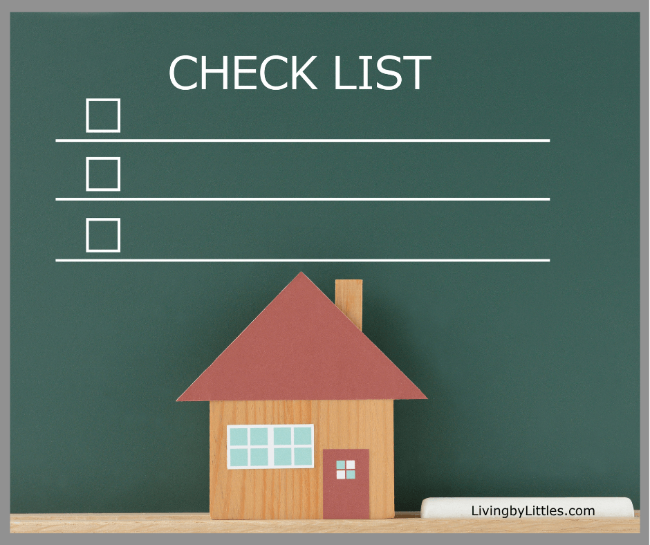 A checklist on a green background with a house on it.
